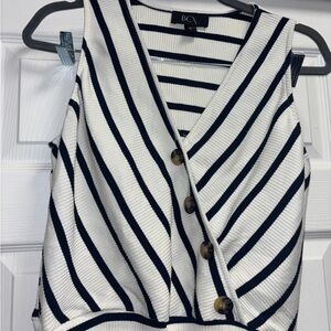 BCX Navy and White Striped Top